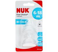 NUK First Choice+ Silicone Replacement Teats | 6-18 Months with Medium Feed Hole | 2 Count