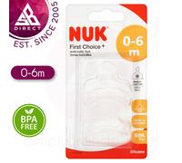 NUK First Choice+ Silicone Teat?Baby/Kid's Bottle Teat?0-6m?Medium?2Pk EXU