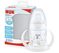 NUK First Choice Sippy Cup | 150 ml | Easy-Grab Handles & Orthodontic Silicone Spout | Leak-Proof | 6-18 Months | Anti-Colic | Temperature Control | BPA-Free | Balloons (White)