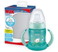 NUK First Choice Sippy Cup Night | 6-18 Months | 150 ml | Glow in the Dark | Handles & Orthodontic Silicone Spout | Leak-Proof | Anti-Colic | BPA-Free | Green