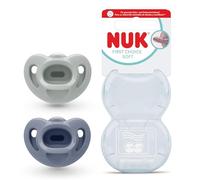 NUK First Choice Soft Baby Dummies 0-6 Months Orthodontic Soothers Made from Super Soft 100% Silicone 95% Baby Acceptance** Green & Blue 2 Count
