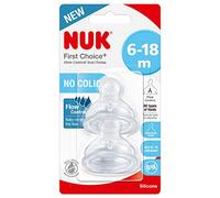 NUK First Choice+ Teats for Baby Bottles | 6-18 Months | Flow Control | Anti-colic Vent | BPA-free | 2 Count