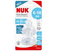 NUK First Choice+ Flow Control Baby Bottle Teats | 6-18 Months | Anti-Colic Valve | BPA Free | Pack of 2
