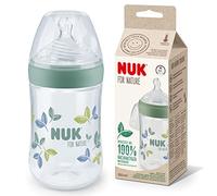 NUK for Nature Baby Bottle | Medium Teat | 260 ml | Breast-Like Ant-Colic Silicone Teat | Temperature Control | Sustainable, BPA-Free Materials | Green