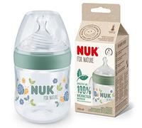 NUK for Nature Baby Bottle | Small Teat | 150 ml | Breast-Like Ant-Colic Silicone Teat | Temperature Control | Sustainable, BPA-Free Materials | Green