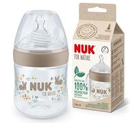for Nature Baby Bottle | Small Teat | 150 ml | Breast-Like Sustainable Silicone Teat with Anti Colic Vent | Temperature Control | BPA-Free | Beige