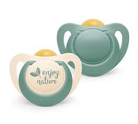 NUK for Nature Baby Dummy | 6-18 Months | Sustainable Rubber Soothers | Over 98% Natural Raw Materials | Eucalyptus Green | 2 Count