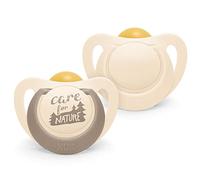 NUK for Nature Baby Dummy | 6-18 Months | Sustainable Rubber Soothers | Over 98% Natural Raw Materials | Off-White | 2 Count