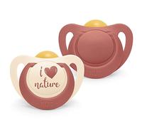 NUK for Nature Baby Dummy | 6-18 Months | Sustainable Rubber Soothers | Over 98% Natural Raw Materials | Terracotta Red | 2 Count