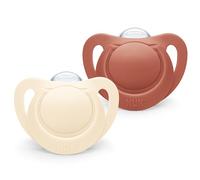 NUK for Nature Baby Dummy | 6-18 Months | Sustainable Silicone Soothers | Made from 100% Natural Raw Materials | Accepted by 99% of Babies | BPA-Free | Red | 2 Count