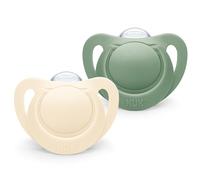 NUK for Nature Baby Dummy | 6-18 Months | Sustainable Silicone Soothers | Made from 100% Natural Raw Materials | Accepted by 99% of Babies | BPA-Free | Green | 2 Count