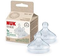NUK for Nature Replacement Baby Bottle Teats | Large | Breast-Like Silicone with Anti Colic Vent | Sustainable, BPA-Free Materials | 2 Count