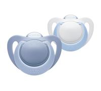 NUK Genius Baby Dummies, 0-6 Months, Silicone, BPA Free, Blue, 2 Count