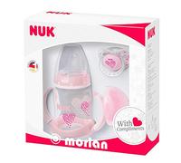 NUK Gift Set, First Choice Learner Feeding Bottle, Soother and Soother Box Limited Edition 6-18 Months Pink