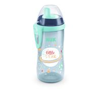 NUK Kiddy Cup Night Toddler Cup | 12+ Months | 300 ml | Leak-Proof Toughened Spout | Glow in The Dark | Clip & Protective Cap | BPA-Free | Blue