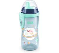 NUK Kiddy Cup Night Toddler Cup 12+ Months 300 ml Leak-Proof Toughened Spout Glow in The Dark Clip & Protective Cap BPA-Free Blue