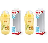 NUK Kiddy Cup Toddler Cup | 12+ Months | 300 ml | Leak-Proof Toughened Spout | Clip & Protective Cap | BPA-Free | Yellow (Pack of 2)