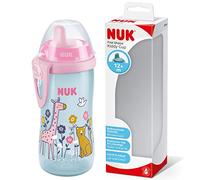 NUK Kiddy Cup Toddler Cup | 12+ Months | 300 ml | Leak-Proof Toughened Spout | Clip & Protective Cap | BPA-Free | Pink