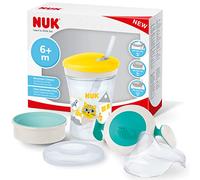 NUK Learn to Drink Set – Trainer+Learner 6M+, Magic 360 8M+, Action Cup 12M+ BPA-Free Yellow Cat