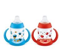 NUK Learner Cup, 5oz, Pack of 2, Sesame Street, Elmo and Cookie Monster - Soft Spout, Easy-Grip Handles, BPA Free, Spill Proof Transition Sippy Cup