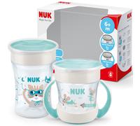 NUK Magic Cup & Mini Magic Sippy Cup Duo Set | 360? Anti-Spill Rim | 6+ Months | Leak-Proof & BPA-Free | 160 ml & 230 ml | Mint