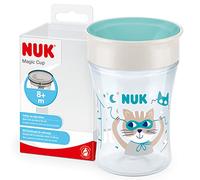 NUK Magic Cup Sippy Cup | 360° Anti-Spill Rim | 8+ Months | Leak-Proof & BPA-Free | 230 ml | Blue Cat