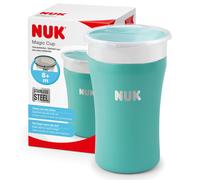 NUK Magic Cup Stainless Steel Sippy Cup | 8+ Months | 230 ml | 360? Anti-Spill, Leak-Proof Rim | Keeps Liquid Cool/Warm Longer | Washable | Blue