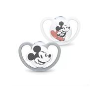 NUK Space Teat | 18-36 Months | Dummies with Extra Large Vents | BPA Free Silicone | Disney Mickey Mouse Grey and White | Pack of 2