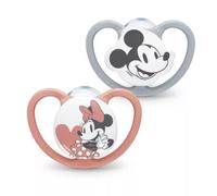 NUK Space Pacifier | 18-36 Months | Pacifiers with Extra Large Vents | BPA-Free Silicone | Disney Mickey and Minnie Mouse, Grey & Pink | 2 Count