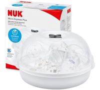 NUK Micro Express Plus Microwave Steam Steriliser - Fast 4-Minute Sterilisation for Up to 4 Baby Bottles, Travel Friendly