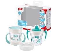 NUK Mini Cups 3-in-1 Learning Cup Set, Mini Magic Cup and Trainer Cup, Leak-Proof 360° Drinking Rim, from 6 Months, Practical Handles, BPA-Free, 160 ml, Pack of 2