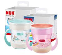 NUK Mini Magic Cup Night Leak Proof Cup | Ages 6+ Months | 160ml | 360° Leak Proof Rim for All Side Drinking | Glow in The Dark | BPA Free | Rabbit (Pink) | 2 Piece Set