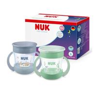 NUK Mini Magic Cup Set | 6+ Months | 160ml | 360° Anti-Spill Rim | Toddler Bottle with Anti-Slip Handles | Standard & Glow in the Dark Sippy Cup | Hippo & Penguin | 2 Count