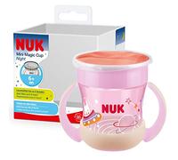 NUK Mini Magic Cup Silicone Drinking Cup with Luminous Effect 6+ Months 160 ml Leak-Proof 360° Drinking Rim Ergonomic Handles BPA-Free Rabbit (Pink) 10255666