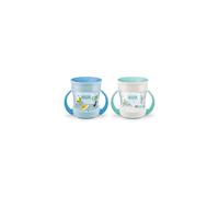 NUK Mini Magic Cup Sippy Cup , 360? Anti-Spill Rim , 6+ Months , Easy Grip Handles , BPA-Free , 160 ml , Blue & Turquoise , 2 Count