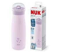 NUK Mini-Me Flip Children's Cup with Straw, 12+ Months, 500 ml, Stainless Steel Drinking Bottle for Children, Leak-Proof Drinking Spout, Shatterproof, Purple Flower