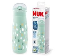 NUK Mini-Me Flip Toddler Cup with Straw | 12+ Months | 450 ml | Kids Water Bottle | Leak-Proof Toughened Spout | Shatter-Proof | Mint Dots