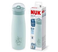 NUK Mini-Me Flip Toddler Cup With Straw , 12+ Months , 500 ml , Stainless Steel Water Bottle For Kids , Leak-Proof Toughened Spout , Shatter-Proof , Blue Globe