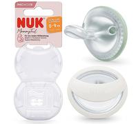 NUK MommyFeel Baby Dummy | 0-9 Months | Breastfeeding Friendly Soothers | BPA-Free Silicone | Mint & Off White | 2 Count