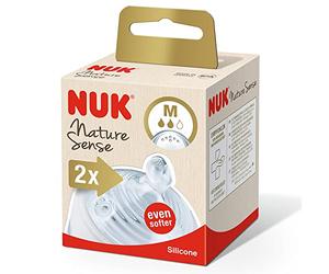 NUK Nature Sense Silicone Teat BPA Clear Medium Pack of 2