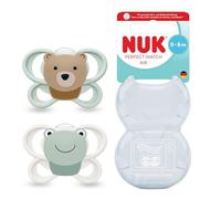 NUK Perfect Match Air Baby Dummies | 0-6 Months | Orthodontic Soothers That Promote Air Flow & Prevent Drool Rash | 95% Baby Acceptance** | Bear & Frog | 2 Count