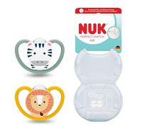 NUK Perfect Match Air Baby Dummies | 18-36 Months | Orthodontic Soothers That Promote Air Flow & Prevent Drool Rash | 95% Baby Acceptance** | Lion & Zebra | 2 Count