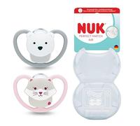 NUK Perfect Match Air Baby Dummies | 18-36 Months | Orthodontic Soothers That Promote Air Flow & Prevent Drool Rash | 95% Baby Acceptance** | Cat & Bear | 2 Count