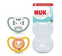 NUK Perfect Match Air Baby Dummy | 6-18 Months | Orthodontic Soothers That Promote Air Flow & Prevent Drool Rash | 95% Baby Acceptance** | Lion & Zebra | 2 Count