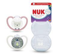 NUK Perfect Match Air Night Baby Dummies | 0-6 Months | Glow in The Dark Soothers That Promote Air Flow & Prevent Drool Rash | 95% Baby Acceptance** | Sheep | 2 Count