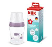 NUK Perfect Match Baby Bottle | 0+ Months | 150ml | Anti Colic Feeding Bottle | PP | Temperature Control Indicator | Hippo | 1 Count