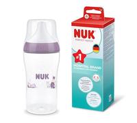 NUK Perfect Match Baby Bottle | 3+ Months | 260ml | Anti Colic Feeding Bottle | PP | Temperature Control Indicator | Hippo | 1 Count