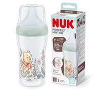 NUK Perfect Match Baby Bottle | 3+ Months | Adapts to Baby's Palate | Temperature Control | Anti Colic Vent | 260 ml | BPA-Free | Medium Silicone Teat | Disney Winnie the Pooh