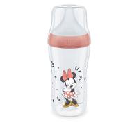 NUK Perfect Match Baby Bottle | 3+ Months | Adapts to Baby's Palate | Temperature Control | Anti Colic Vent | 260 ml | BPA-Free | Medium Silicone Teat | Disney Mickey Mouse [Red]