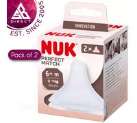 NUK Perfect Match Baby Bottle Teat Universal Pack of 2│Anti-Colic Vent│6m+│EXU